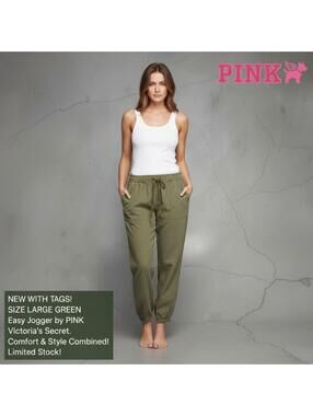 PINK Victoria's Secret Easy Jogger Pants Size Large Green